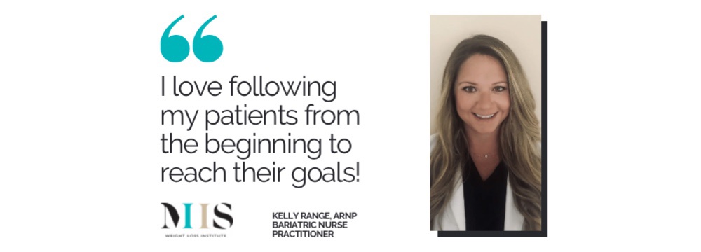 MIIS Bariatric Nurse Practitioner Kelly Range headshot and quote about role at St. Pete weight loss clinic